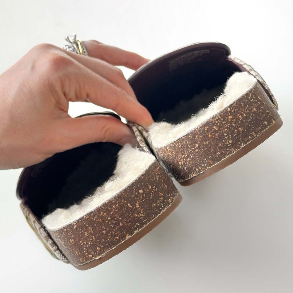 NEW Tory Burch Monogram Jacquard Needlepoint Shearling Mules Cheetah Tropical - Picture 6 of 14